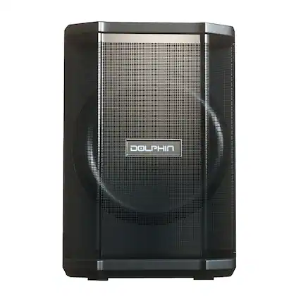 Front. Dolphin Audio - Tilt 880 Rechargeable 8" Portable Bluetooth Party Speaker, Tilt Function, LED Light Ring, Wireless Microphone, Remote - Black.