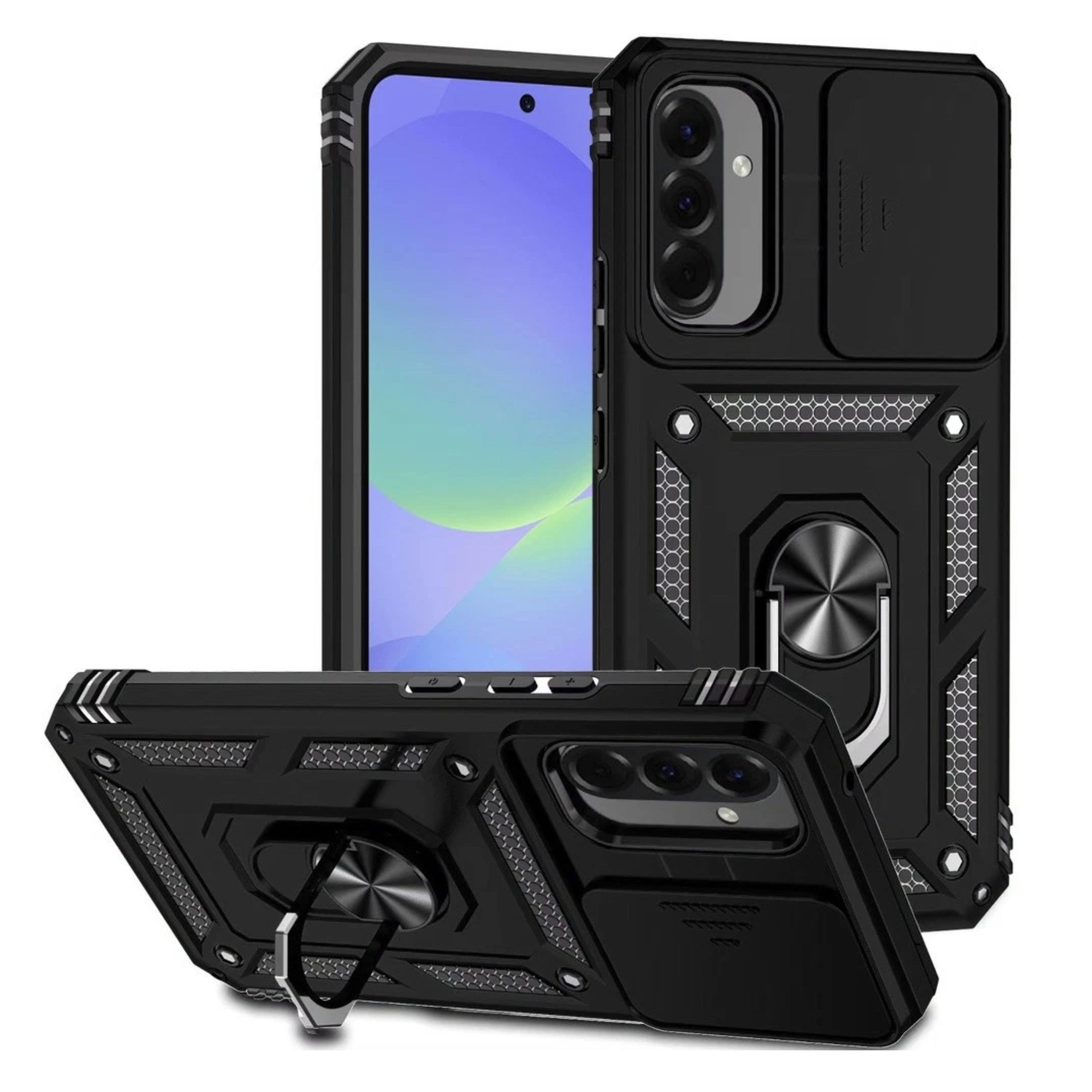 Kitcheniva - Shockproof Ring Stand Lens Cover Phone Case With Tempered Glass For Samsung Galaxy A57 5G - Black price history on PriceWatchPro