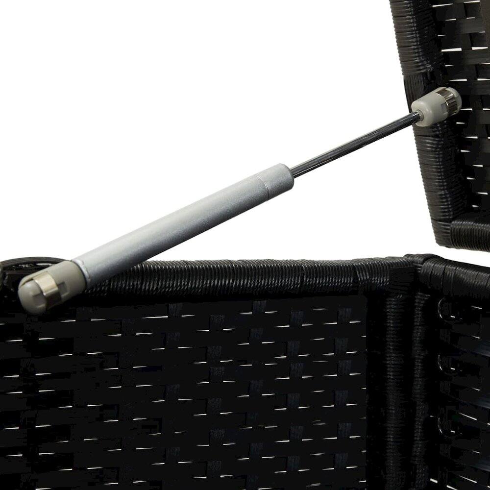 Alt View 4. vidaXL - vidaXL Storage Chest Black Poly Rattan, Powder-Coated Steel Large - Black.