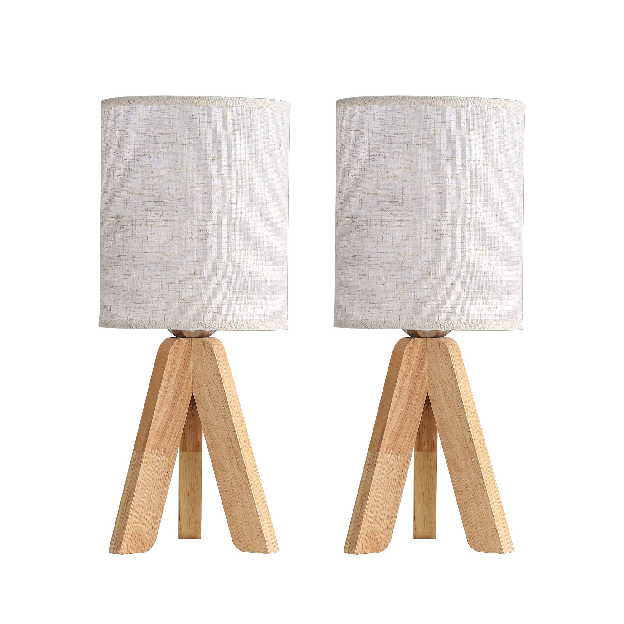 Alt View 5. Luckbyte - Set of 2 Natural Wood Table Lamps Rocker Switch E26 Socket Bedside Lamps No Bulbs Included.