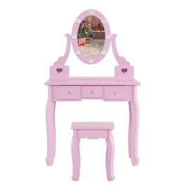 Winado - Little Kids Girls Vanity Table Set Makeup Dressing Desk with Stool & Mirror with 3 Drawers for Christmas Birthday Gift - Purple