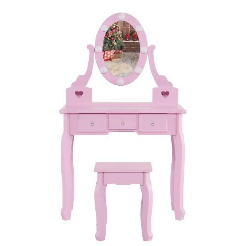 Front. Winado - Kids Polka Dot Prints Gisele Vanity Table Floding Mirrors Set Child Girls Makeup - Purple.