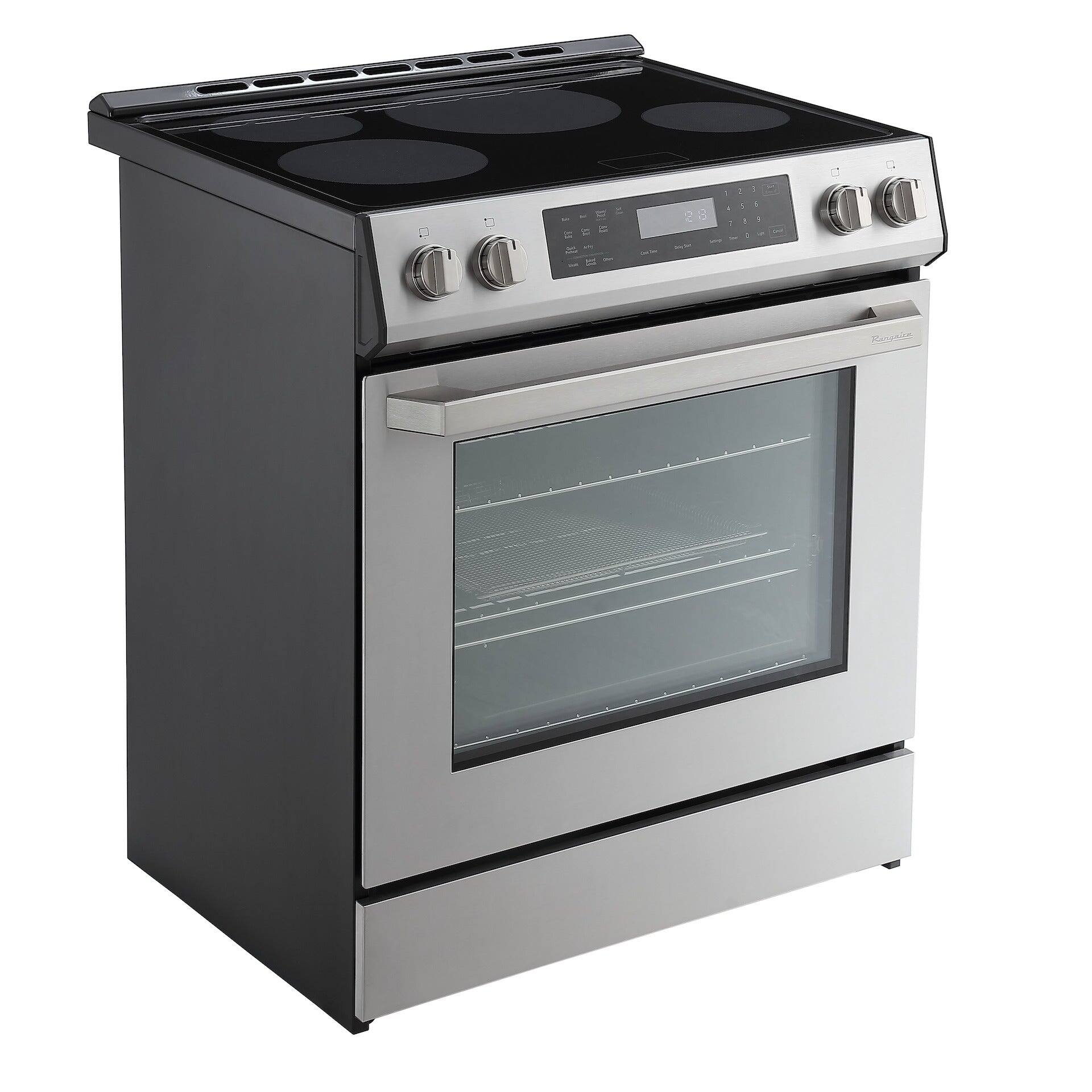 Angle. Rangaire - Rangaire 30" Induction Range Self-cleaning Air Fry True Convection Oven Slide-in Stainless Steel RRI303GS - Stainless steel.