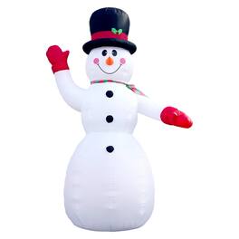 G128 - 14.76 ft Snowman Inflatable with LED Lights, Fast Inflate Weather-Resistant Christmas Yard Decoration - White, Black, Red, Green