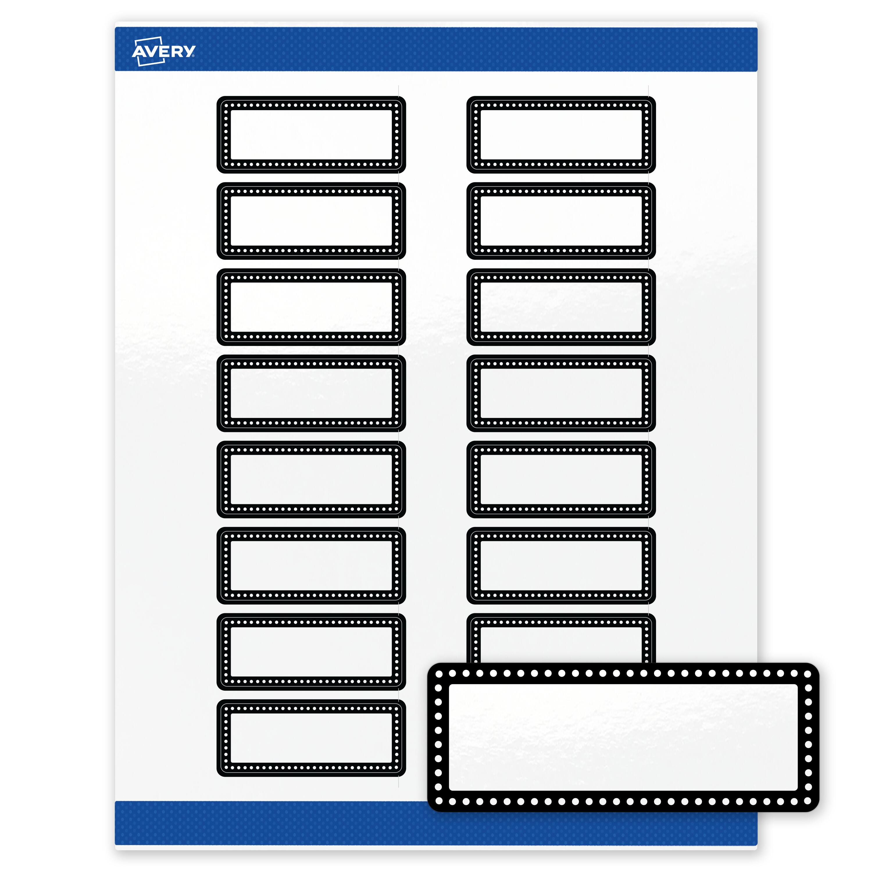 Front. Avery - Avery Labels, 1" x 2-5/8", Glossy White, Black & White Polka Dots - White.