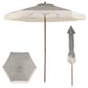 Front. Costway - Costway Patio Umbrella with Fringe, Sun-Protective Polyester Canopy, Beach Umbrella - Green+White+Natural.
