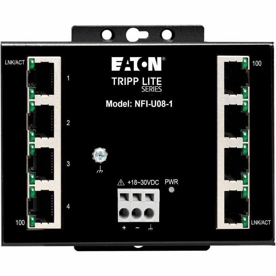 LNK/ACT 1 EATON TRIPP LITE SERIES 100  
Model: NFI-U08-1  
2 3 +18~30VDC PWR 4 100 + - LNK/ACT