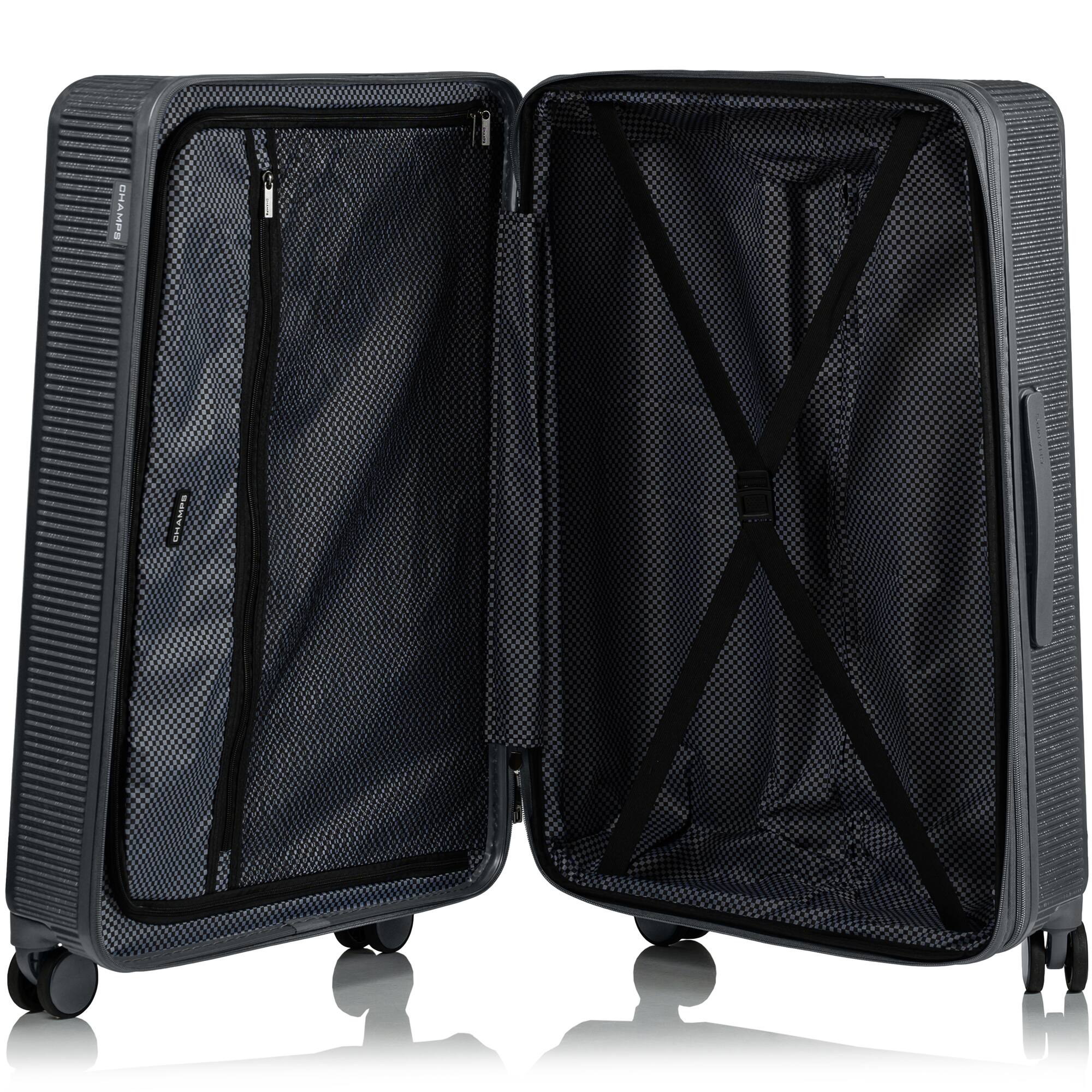 Back. Champs - Iconic II Collection 3 Piece Luggage Set - Silver.
