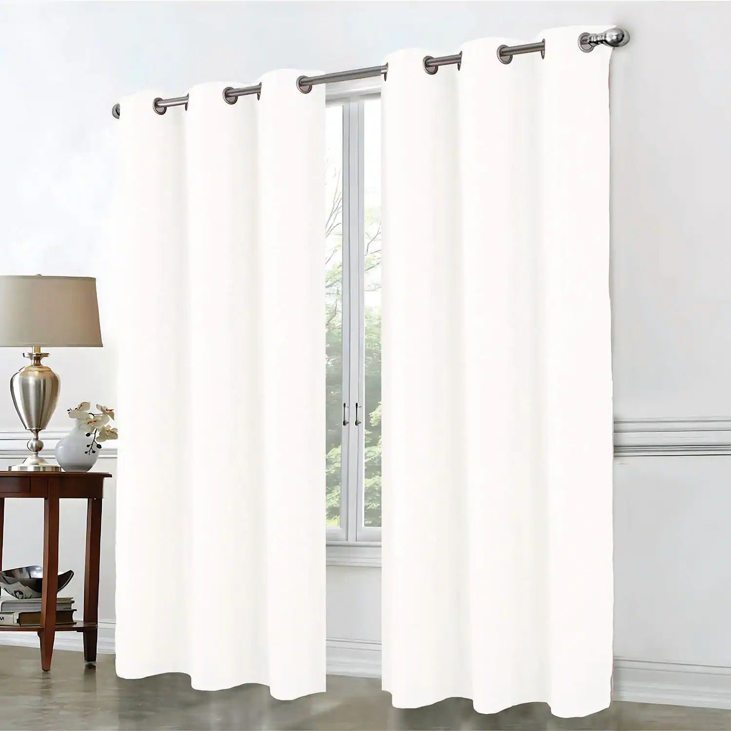 Angle. RT Designers Collection - RT Designer Collection Cosmo Shimmer Jacquard Grommet Curtain Panel 54" x 84" White - White.