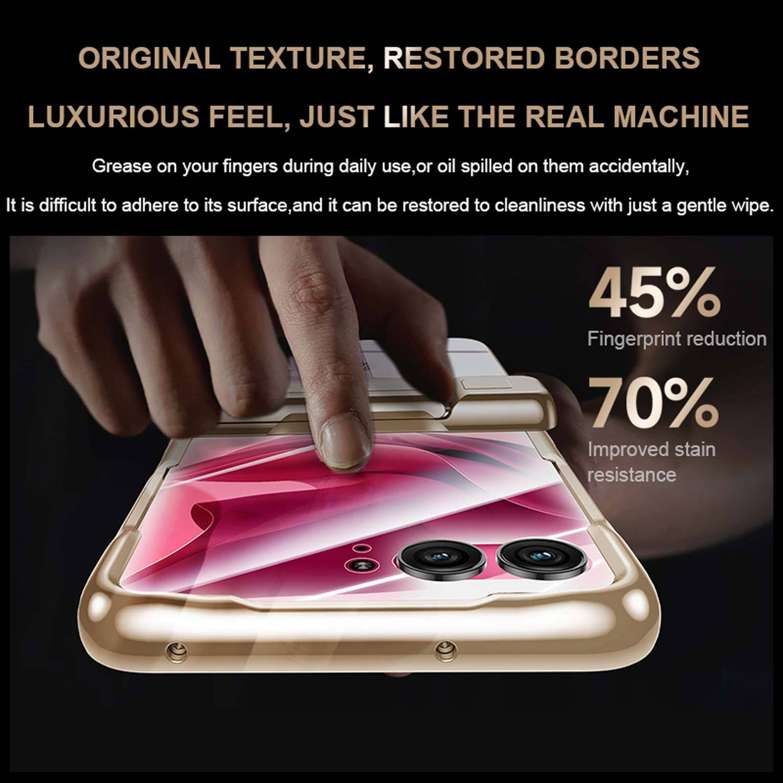 ORIGINAL TEXTURE, RESTORED BORDERS  
LUXURIOUS FEEL, JUST LIKE THE REAL MACHINE  

Grease on your fingers during daily use, or oil spilled on them accidentally, it is difficult to adhere to its surface, and it can be restored to cleanliness with just a gentle wipe.  

45% Fingerprint reduction  
70% Improved stain resistance