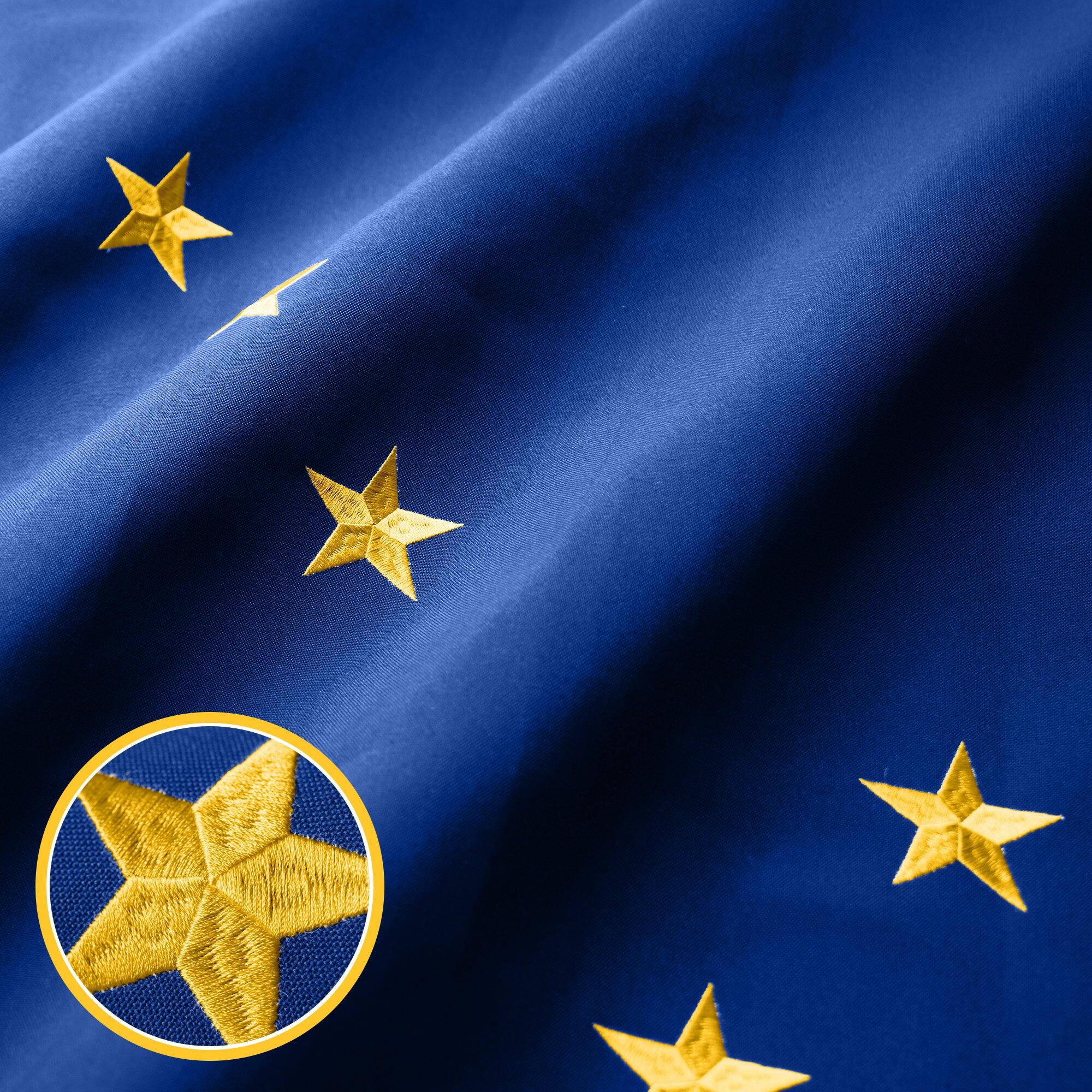 Angle. G128 - Alaska State Flag 5 x 8 ft Embroidered Spun Polyester Heavy Duty Brass Grommets - Assorted Colors.