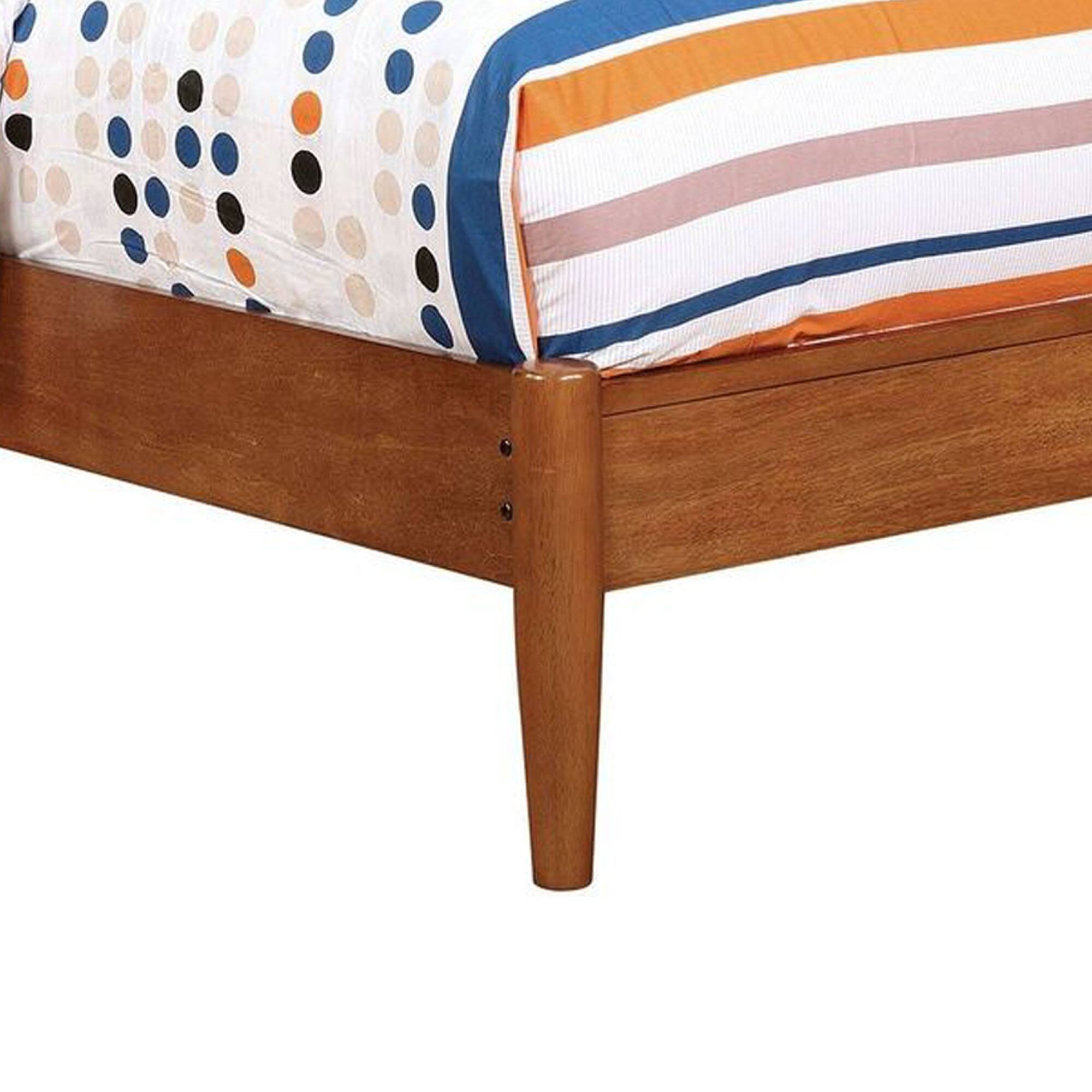 Alt View 3. Manhattan Lane - Wooden Transitional Twin Bed With Round Tapered Legs, Oak Brown - Brown.