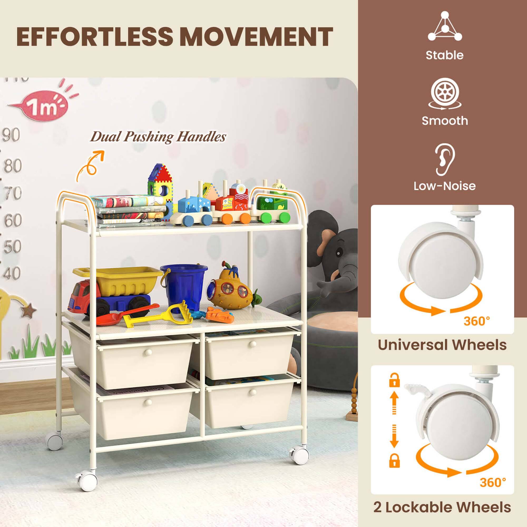 EFFORTLESS MOVEMENT, Stable, 1m, 90, 80, 70, 60, 50, 40, Dual Pushing Handles, Smooth, Low-Noise, 360, Universal Wheels, 2 Lockable Wheels