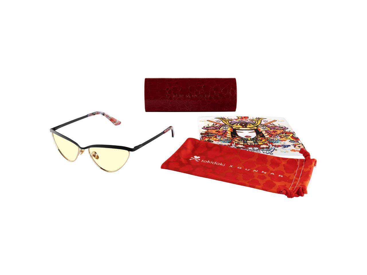 Alt View 1. GUNNAR - GUNNAR TOKIDOKI Year of the Dragon Glasses (Amber Lens, Onyx/Gold) - 65% Blue Light, 100% UV - Onyx/Gold.