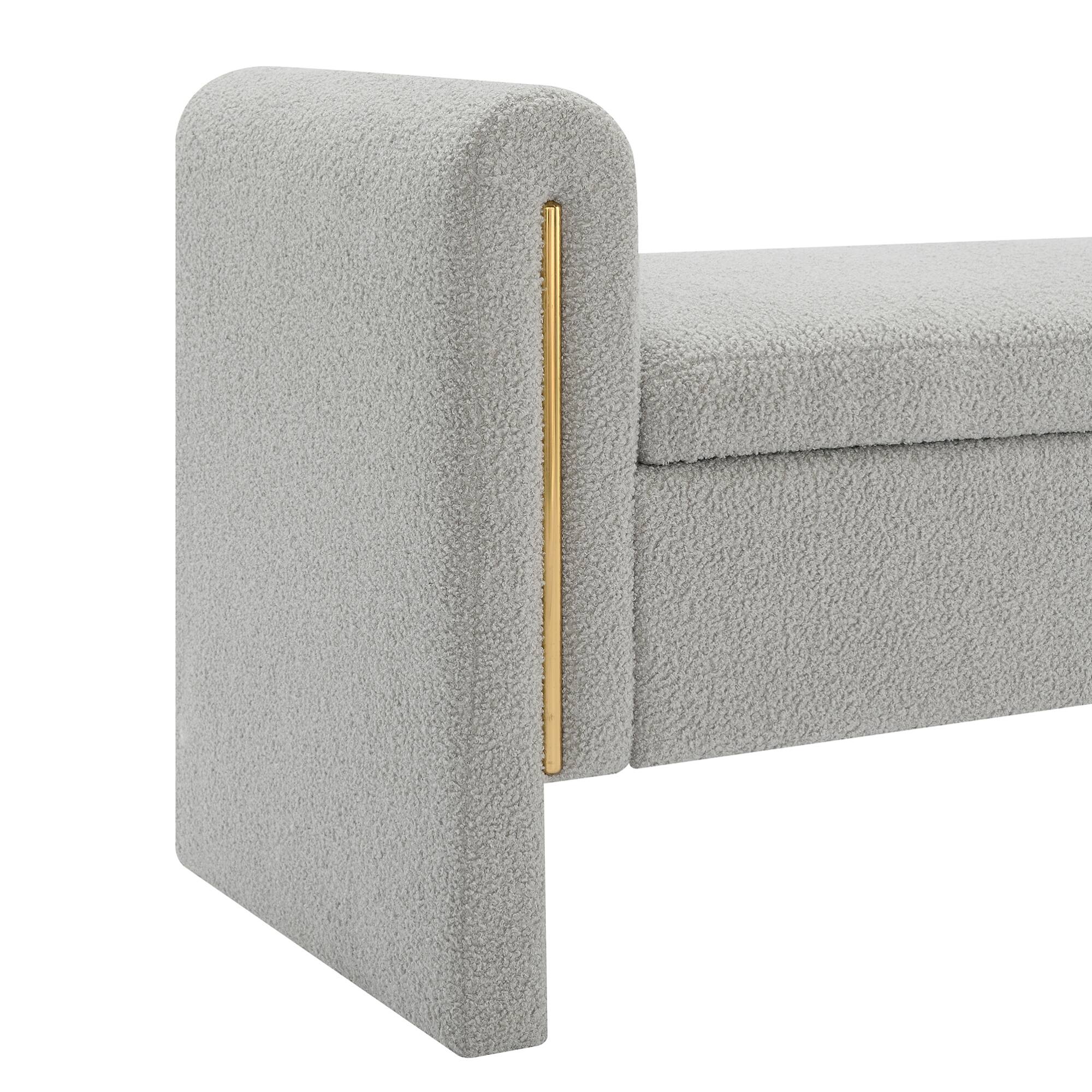 Alt View 5. GOODSILO - Modern Upholstered Storage Bench with Arms, Large Foot Rest Stool for Living Room and Bedroom - Grey.