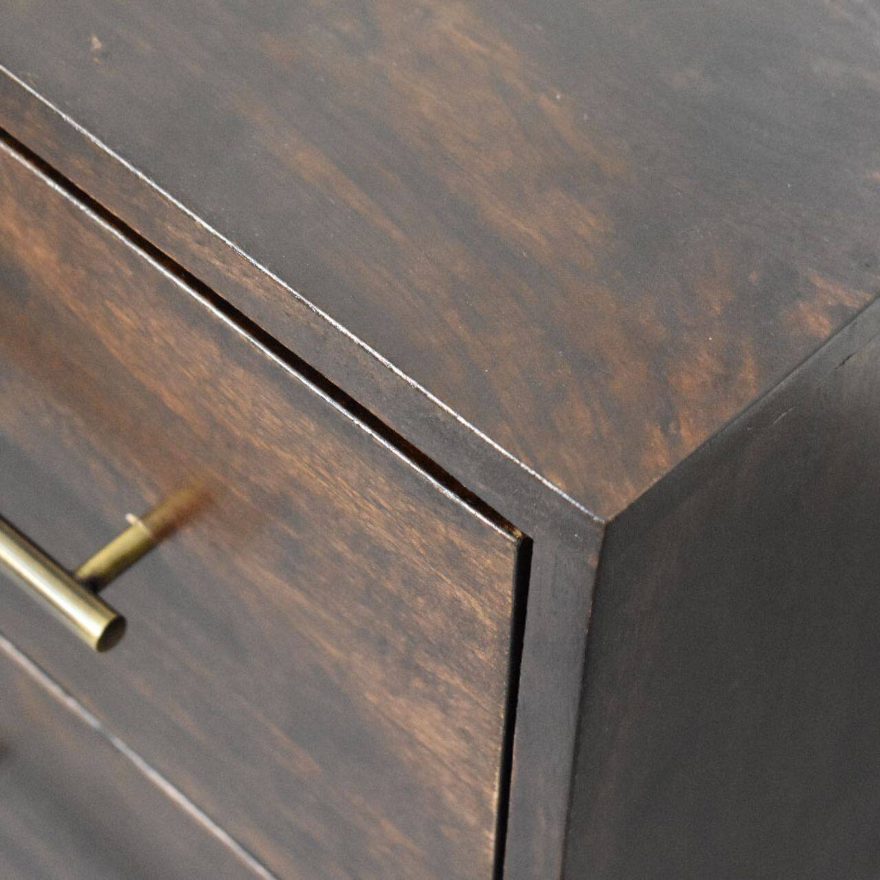 Alt View 2. Artisan Furniture - Artisan Furniture Solid Wood Spindle Mocha Bedside Table, 2 Drawers, Dark Brown - Dark brown.