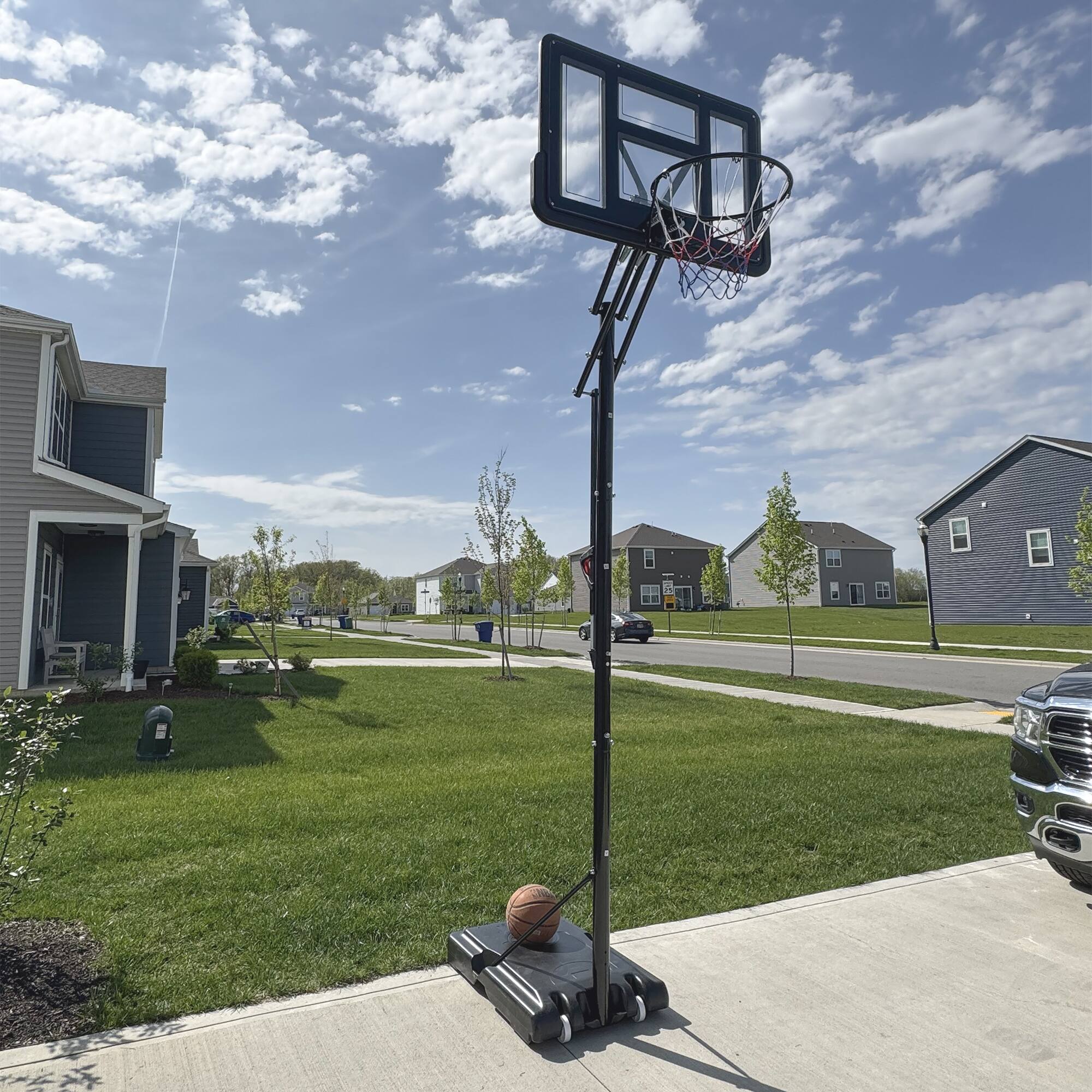Alt View 8. Soozier - Portable Basketball Hoop, 7.7-10' Height Adjustable Basketball Goal with 43" Shatterproof Backboard, Wheels - Black.