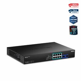 Trendnet - 10-Port Gigabit PoE++ Switch - 8 Ports - Gigabit Ethernet - 10/100/1000Base-T, 1000Base-X - 2 Layer Supported - Black
