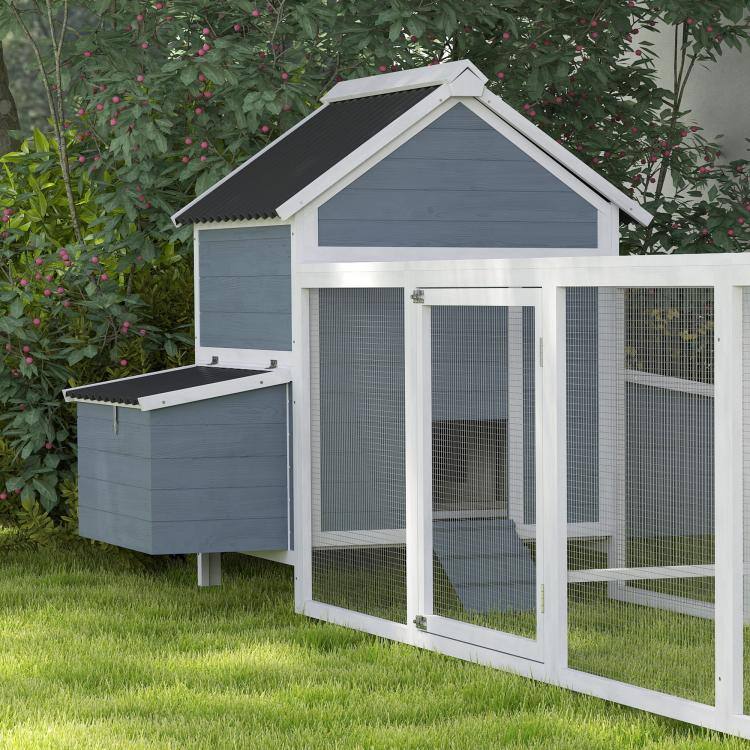 PULUZ 156 inch Extra Large Wooden Chicken Coop with 2 Nesting Box, Run ...