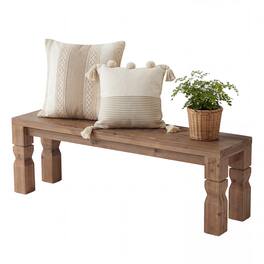 Tribesigns - LITTLE TREE Solid Wood Bench 55-Inch Long Farmhouse Wooden Bench Seat for Entryway, End of Bed, Dining Room, Living Room - Rustic Brown