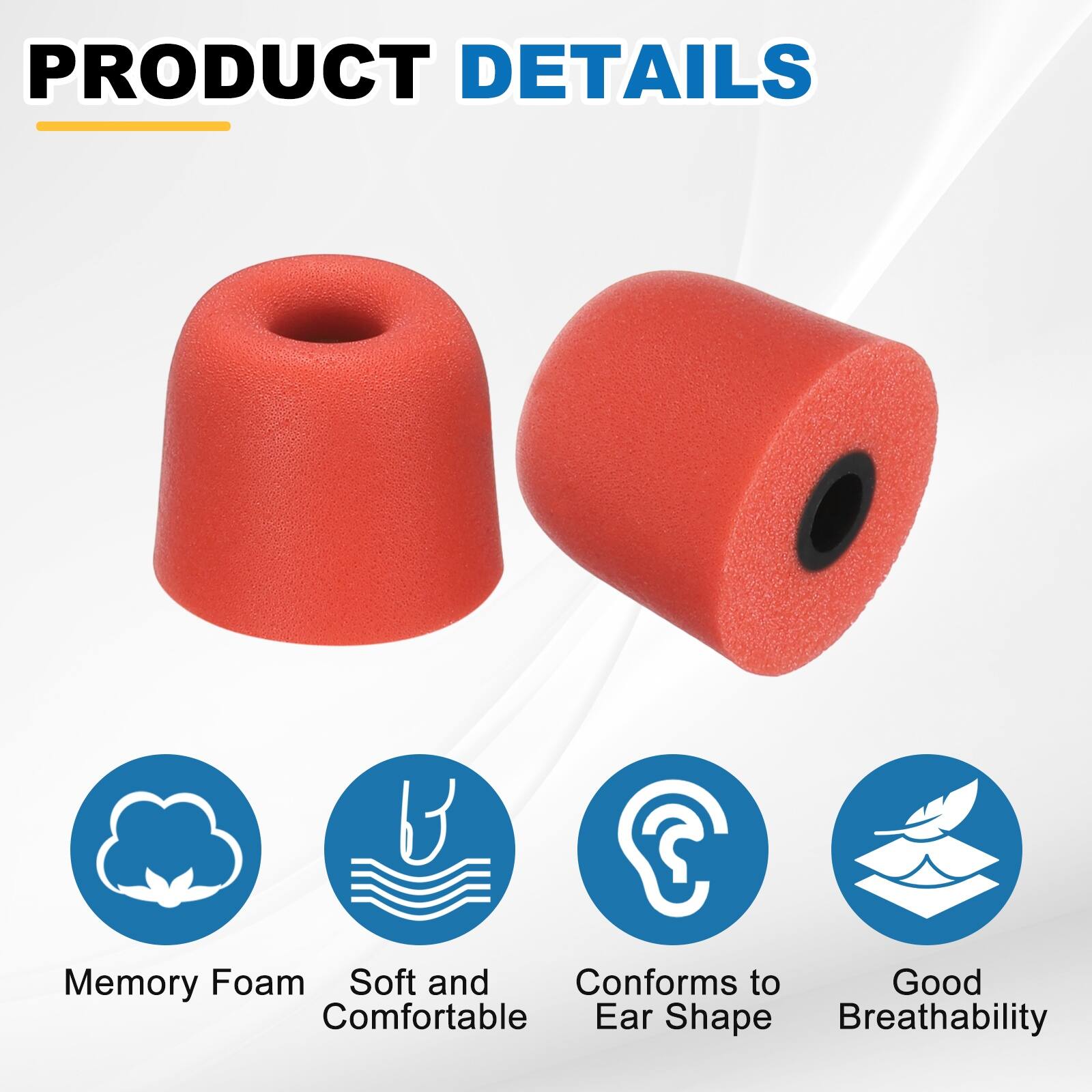 PRODUCT DETAILS

- Memory Foam
- Soft and Comfortable
- Conforms to Ear Shape
- Good Breathability
