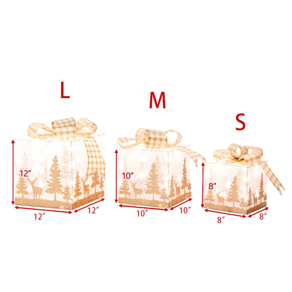 L: 12" x 12" x 12"  
M: 10" x 10" x 10"  
S: 8" x 8" x 8"