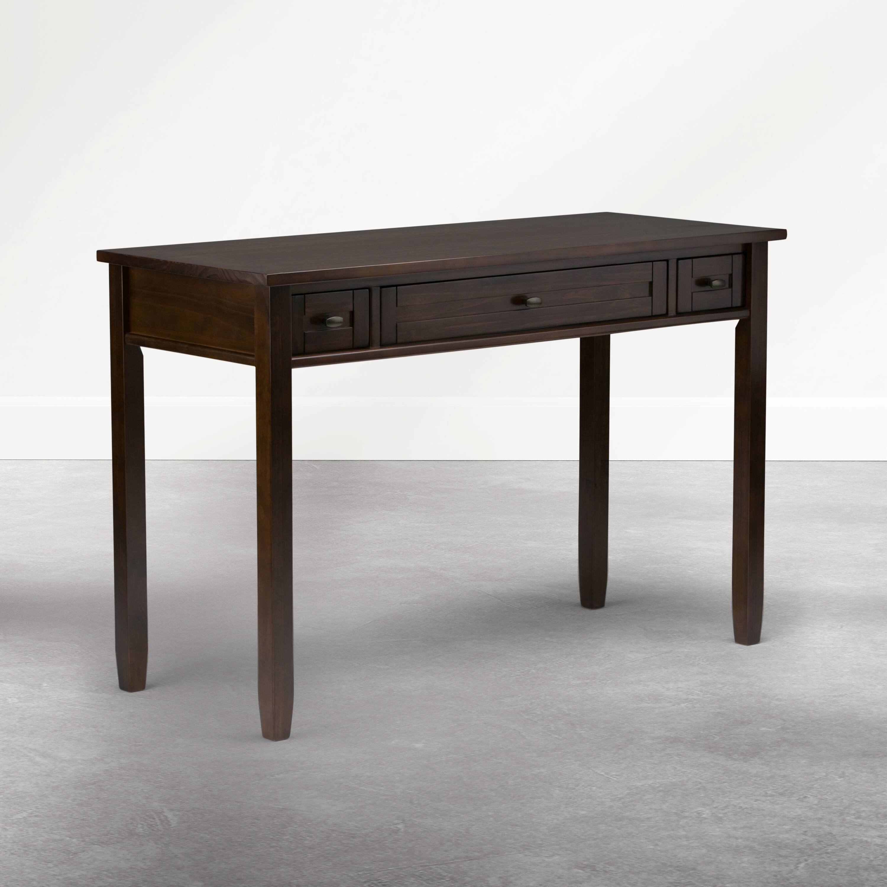 Angle. Simpli Home - Warm Shaker 48 inch Wide Solid Wood Rectangular Desk, Mocha Brown - Mocha Brown.