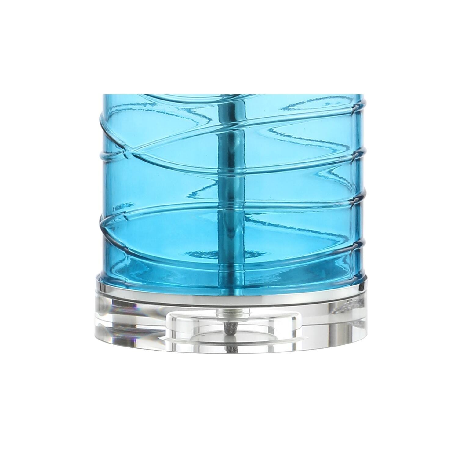 Alt View 4. Jonathan Y - Cole 27.5" Modern Fused Glass Cylinder LED Table Lamp, Turquoise (Set of 2) - Turquoise.
