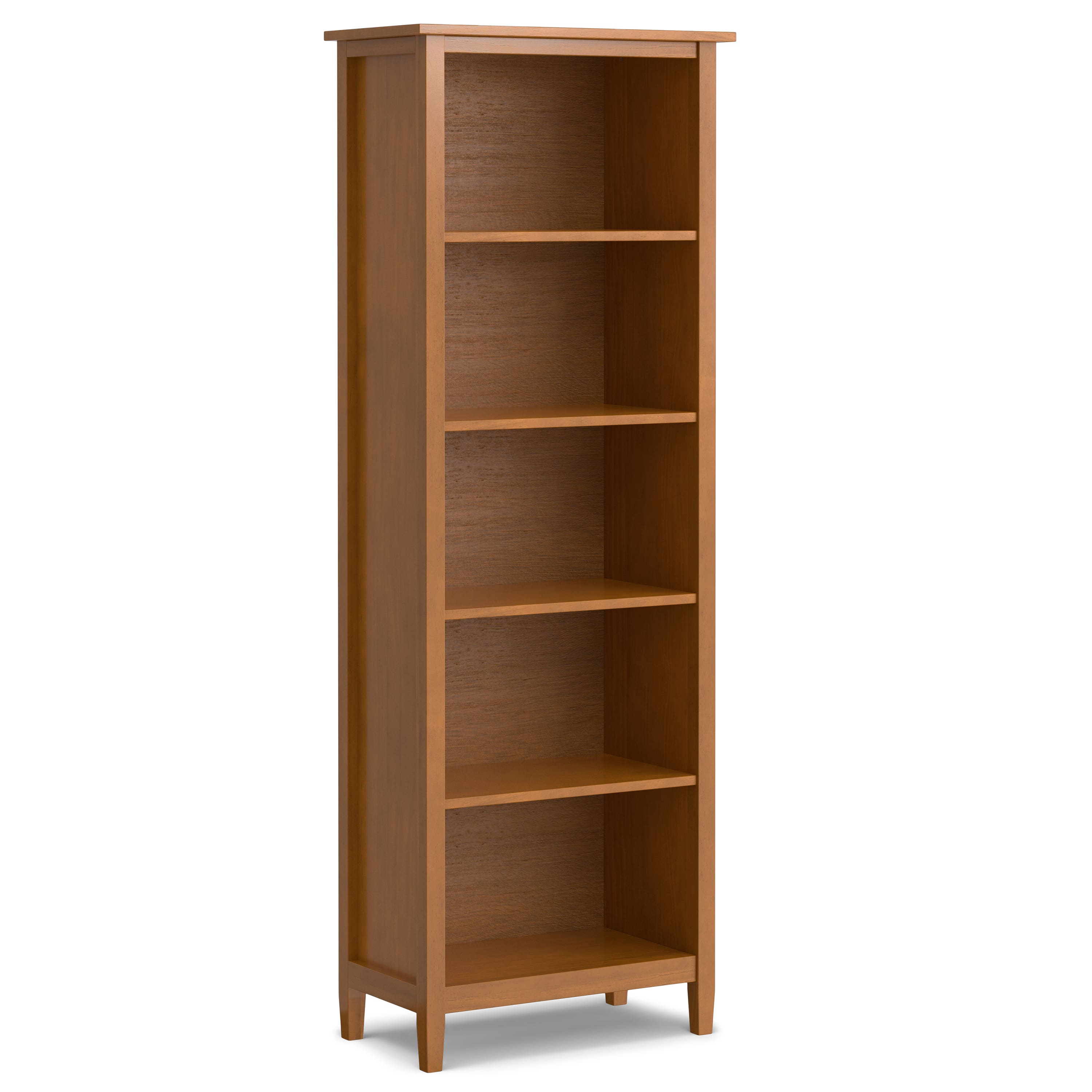 Simpli Home - Warm Shaker SOLID WOOD 72 inch x 26 inch Transitional 5 Shelf Bookcase - Light Golden Brown