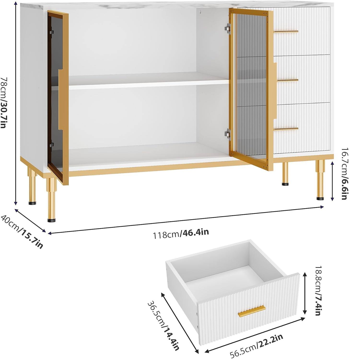 78cm/30.7in  
40cm/15.7in  
118cm/46.4in  
36.5cm/14.4in  
56.5cm/22.2in  
18.8cm/7.4in  
16.7cm/6.6in