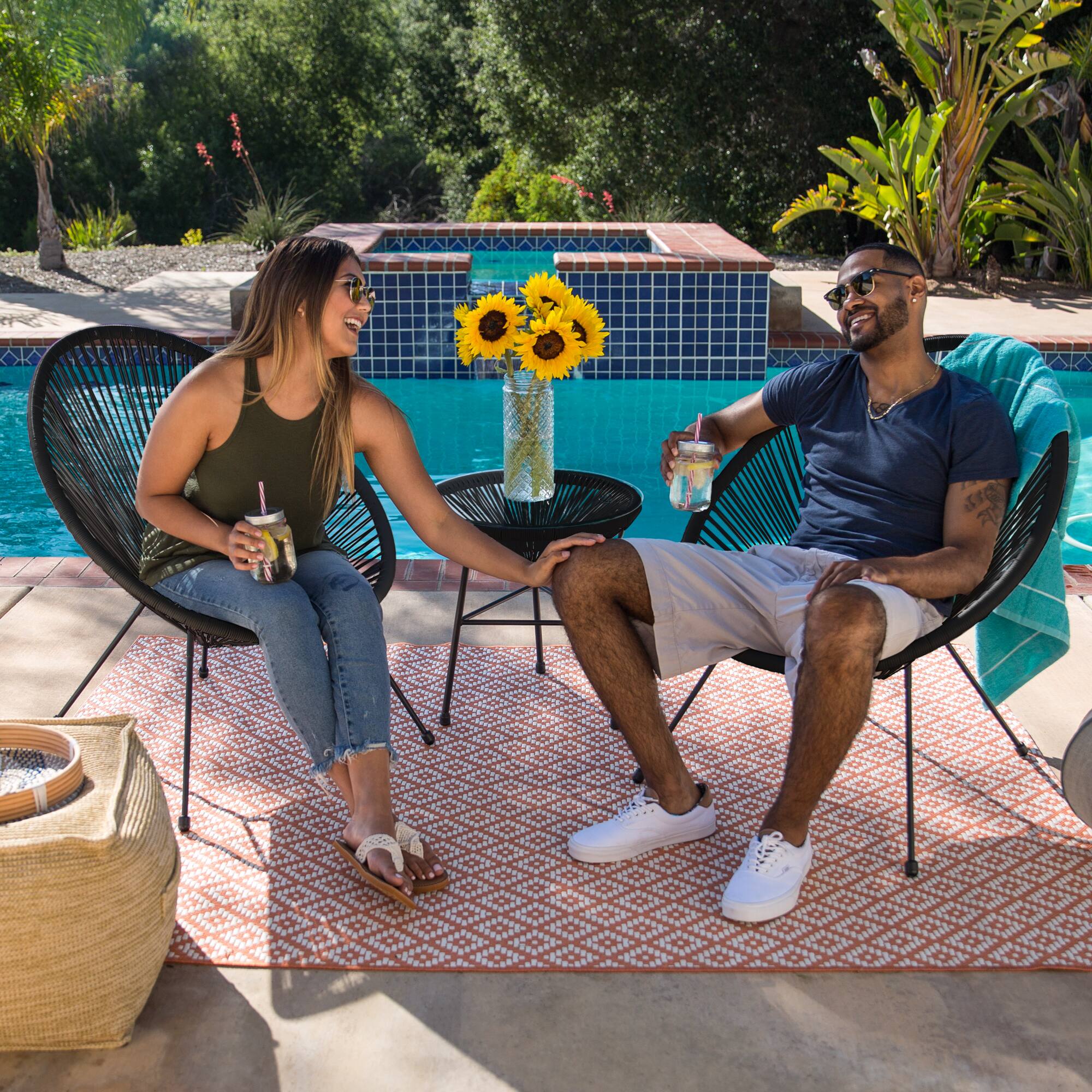 Alt View 2. Best Choice Products - Best Choice Products 3-Piece All-Weather Patio Acapulco Bistro Furniture Set w/ Rope, Glass Top Table - Black - Black.