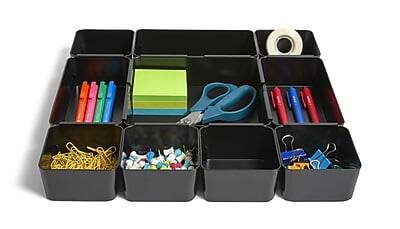 Alt View 1. TRU RED - 10-Compartment Plastic Drawer Organizer - Black.