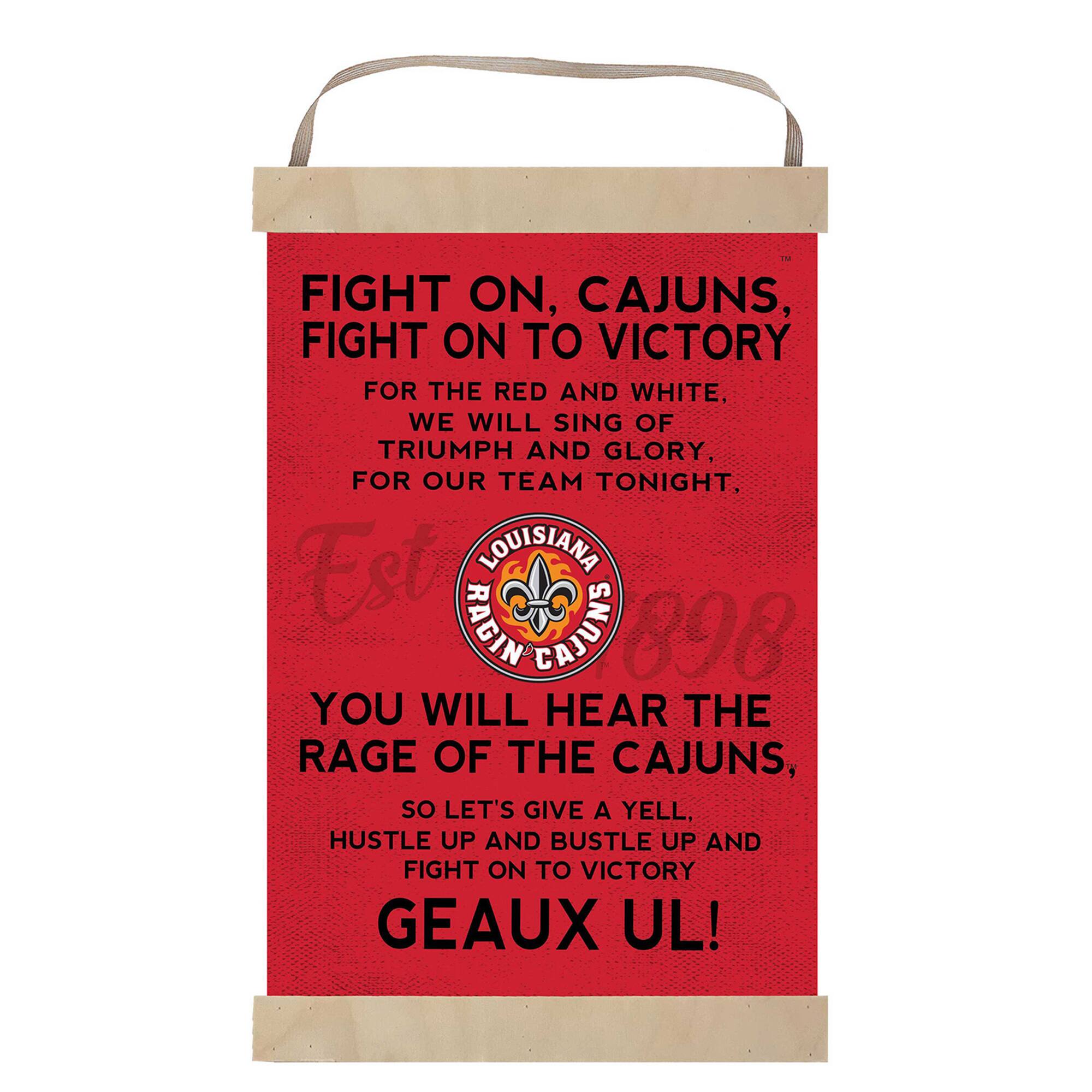 Louisiana Ragin' Cajuns 12'' x 20'' Fight Song Banner Sign