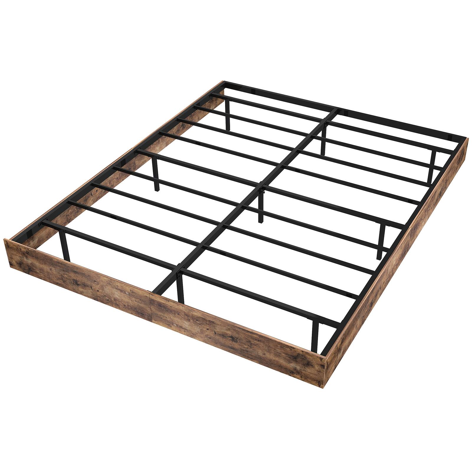 Alt View 1. LUCKY ONE - Full Size Floating Bed Frame with LED Lights - Brown.