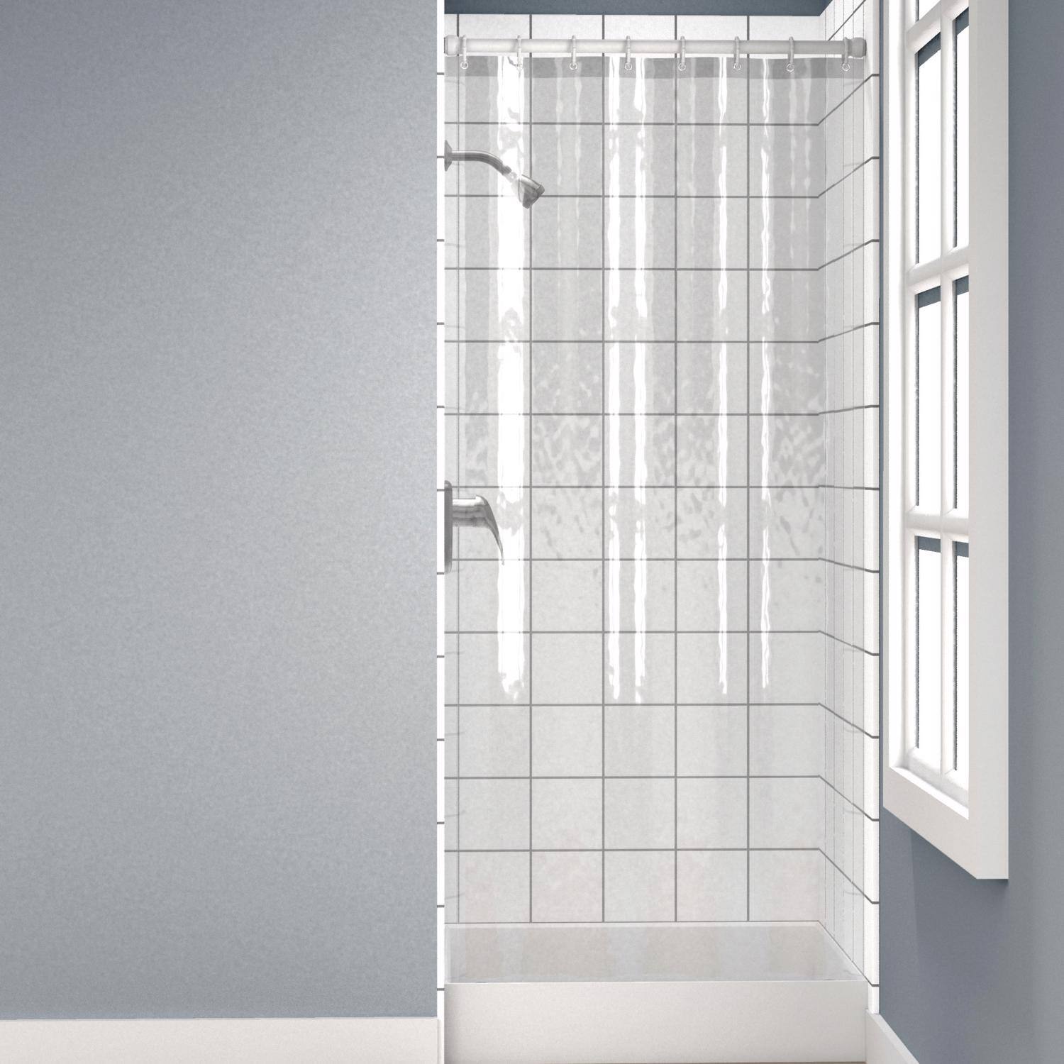Left. Zenna Home - Zenna Home 78 in. H X 54 in. W Clear Solid Stall Liner PEVA - Clear.