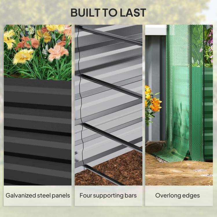 BUILT TO LAST

Galvanized steel panels  
Four supporting bars  
Overlong edges