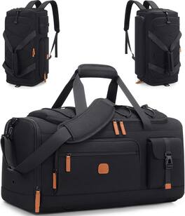 Vulpecula Spade - Gym Bag with Shoe & Laptop Compartment, 3-in-1 Sports Travel Duffel Bag Anti-Theft Weekender Carry-On Backpack - Black