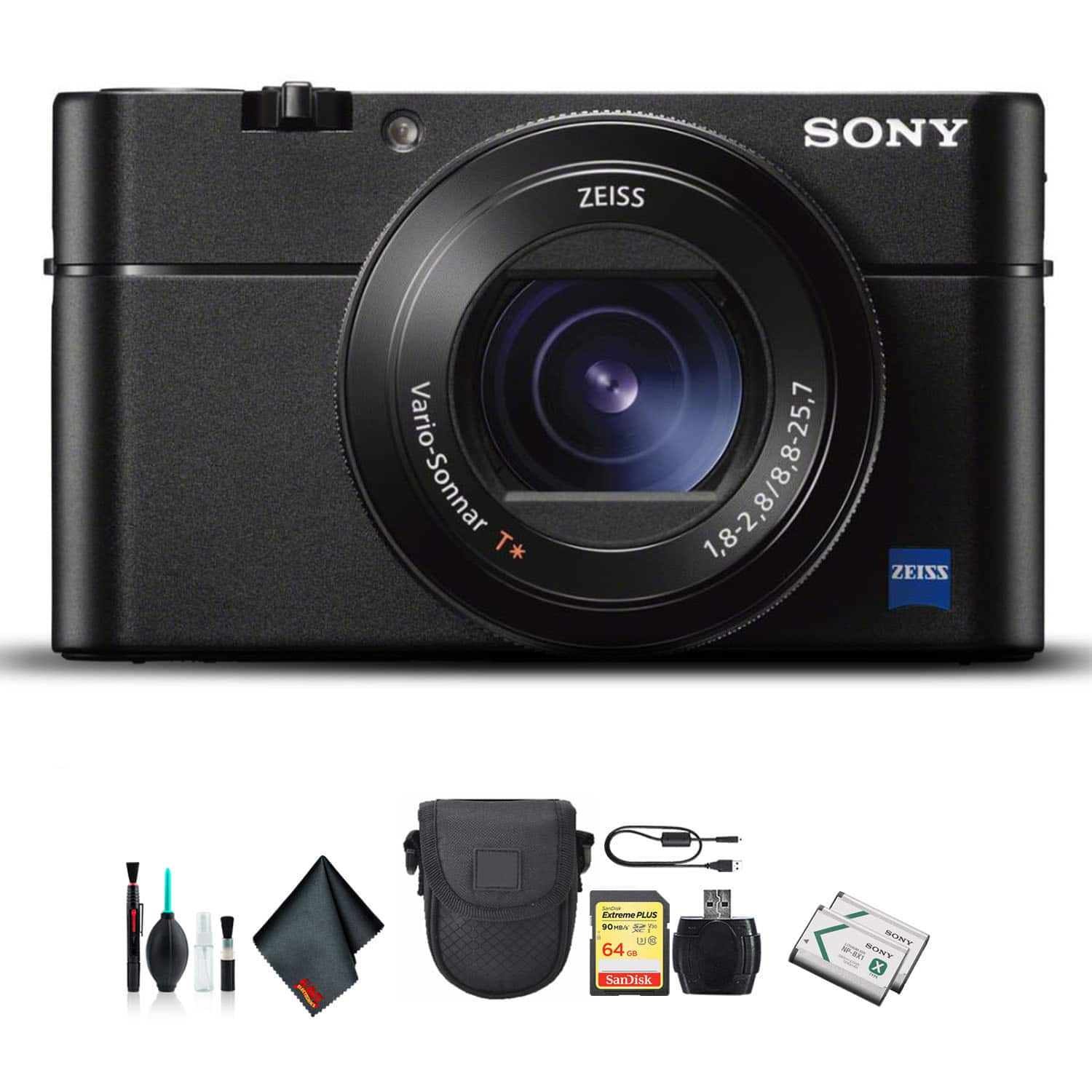 Sony - Cyber-shot DSC-RX100 VA Camera DSC-RX100M5A/B With Soft Bag, Additional Battery, 64GB Memory Card, Card Reader , Pl