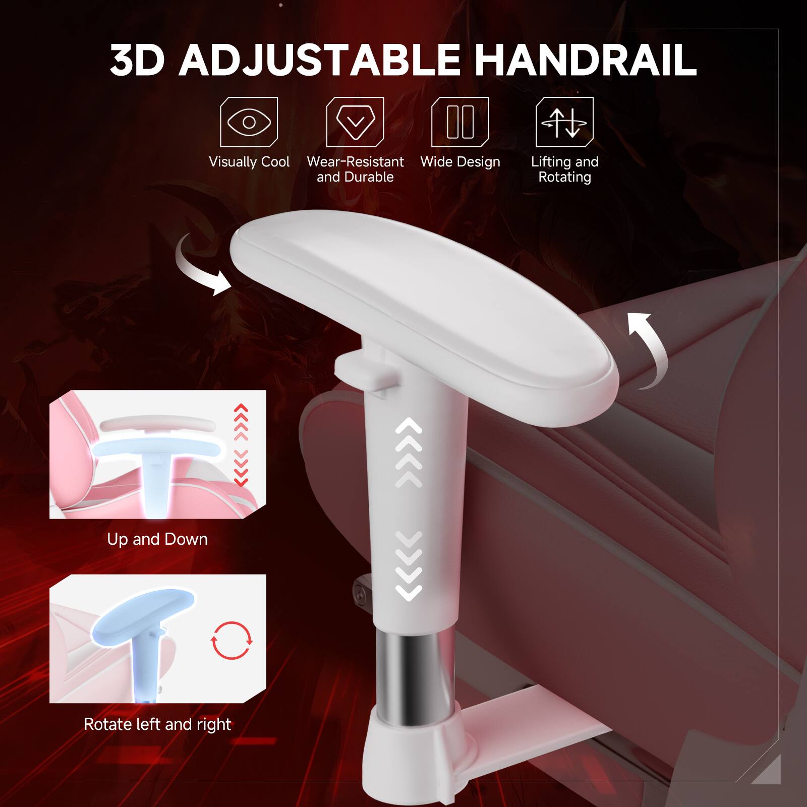 3D ADJUSTABLE HANDRAIL

Visually Cool
Wear-Resistant
Wide Design
and Durable
Lifting and Rotating
Up and Down
Rotate left and right