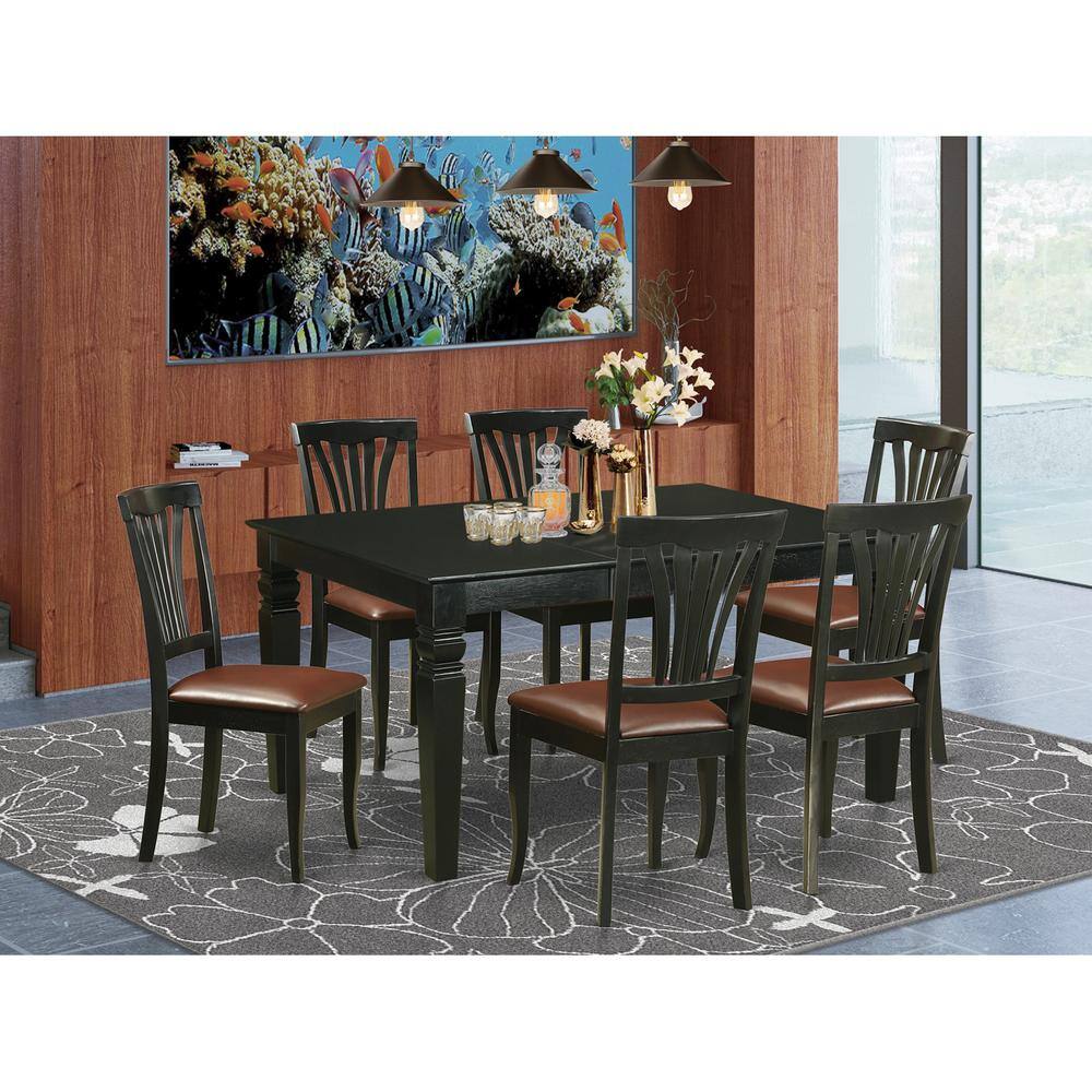 Back. East West Furniture - 7 Pcs Dining set -Table and 6 Kitchen Chairs - Black.