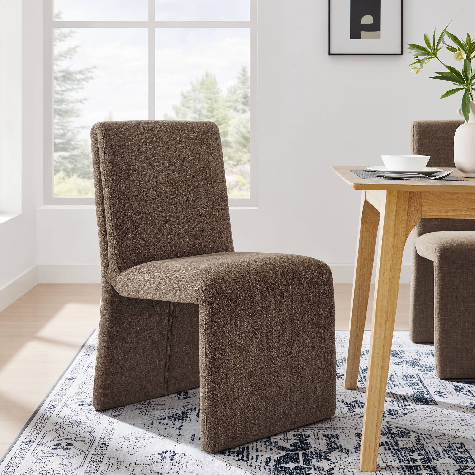 Alt View 4. Modway - Emory Fabric Upholstered Dining Side Chair by Modway - Brown.