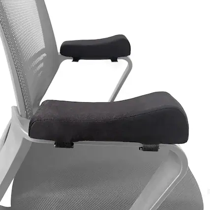 Front. PREMIUM - Non-Slip Memory Foam Armrest Covers for Office and Gaming Chairs (2-Pack) - Black.