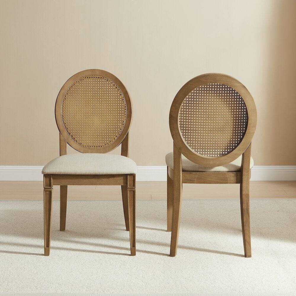 Alt View 3. Crosley Furniture - Katia 2-Piece Upholstered Cane-Back Dining Chair Set In Driftwood - Brown.