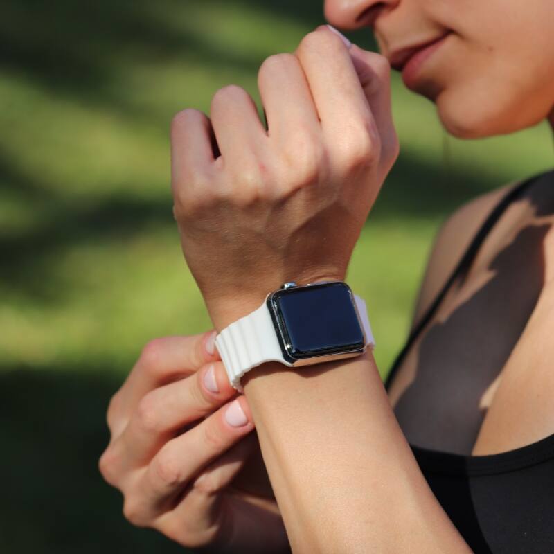Back. StrapsCo - Motion Strap Silicone Rubber Watch Band For Apple Watch - 44mm/45mm/46mm/49mm - Blue.