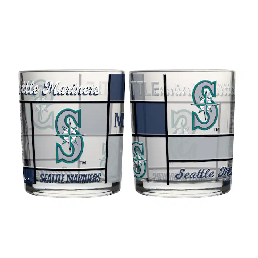 Mariners Cups Logo Brands Seattle Mariners 12oz. Quilted Stained Two Pack Rocks Glass ...