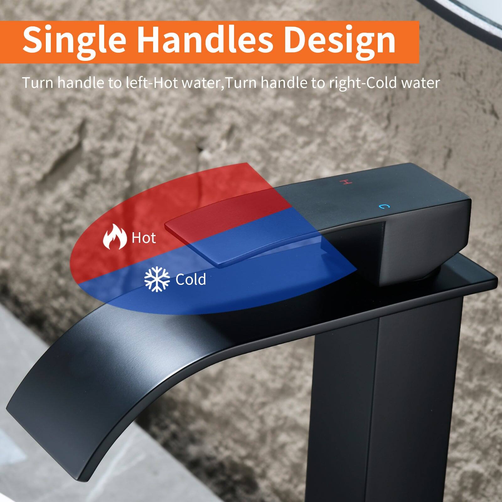 Single Handles Design

Turn handle to left-Hot water, Turn handle to right-Cold water

Hot

Cold