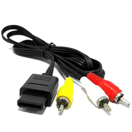 Front. Mars Devices - Composite AV Cable For Nintendo Super Nintendo / SNES GameCube Nintendo 64 / N64 - Black.