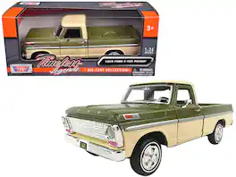 1969 Ford F-100 Pickup Truck Light Green and Cream 1/24 Diecast Model Car by Motormax