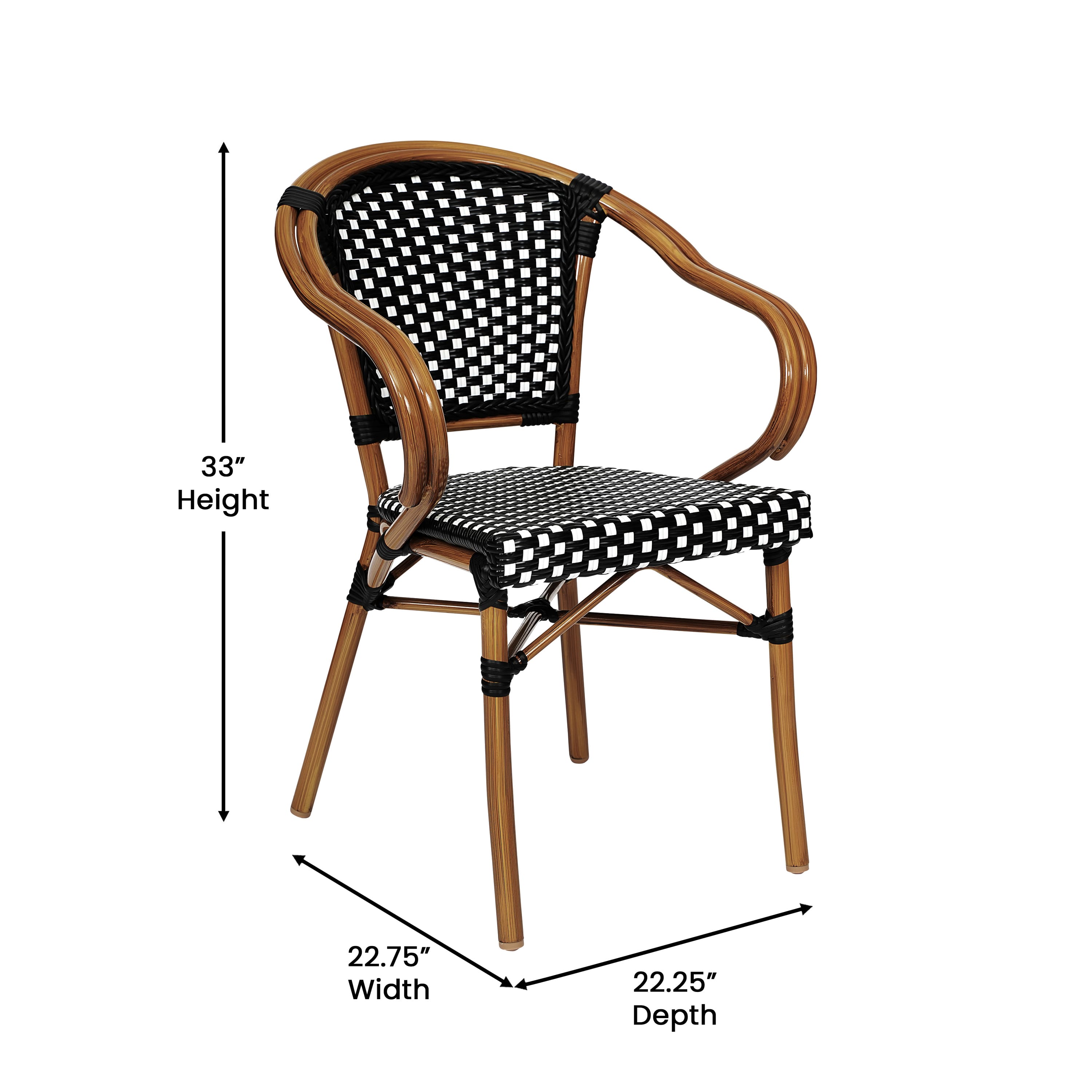 Emma + Oliver Soie Indoor/Outdoor Stacking Thonet Bistro Style