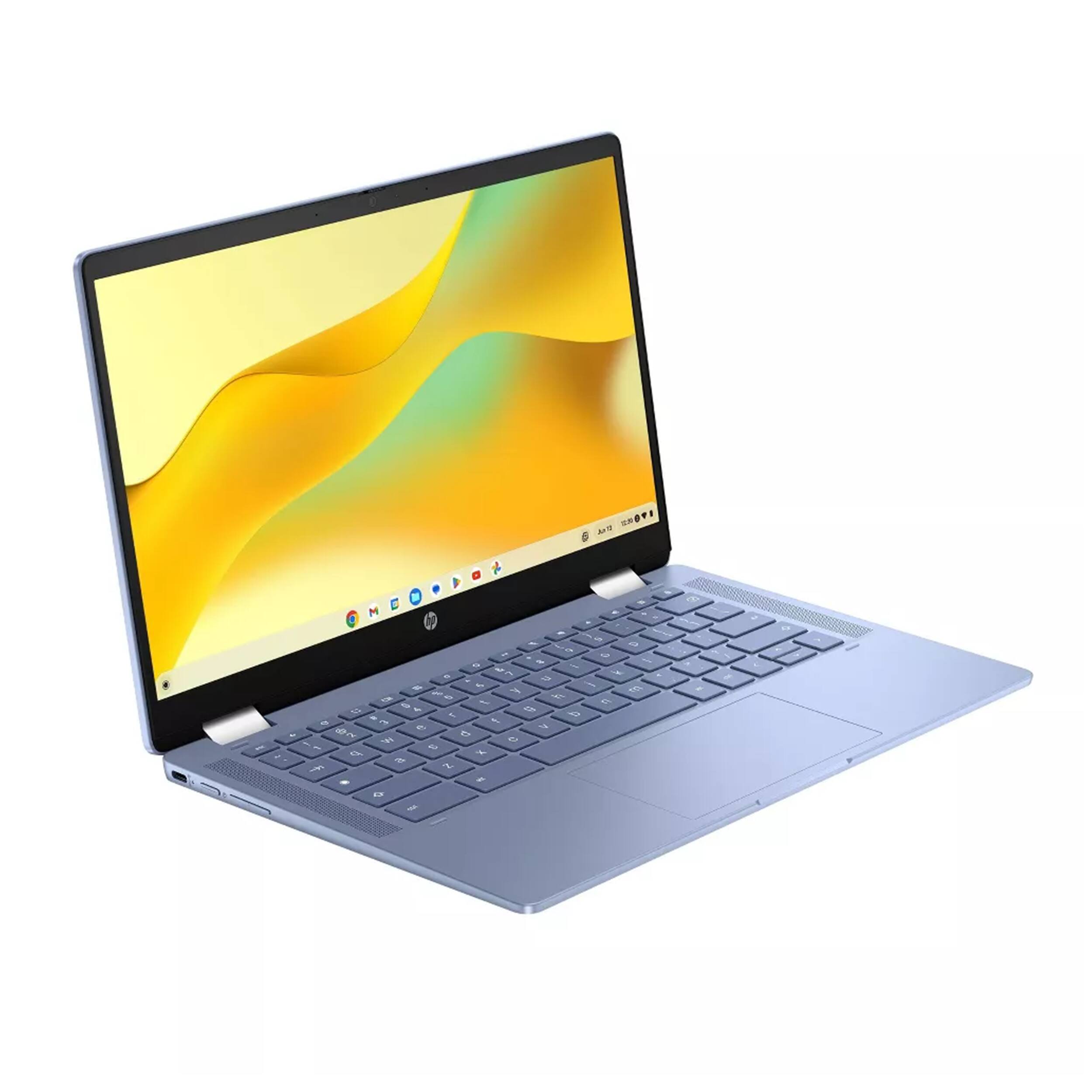 Alt View 4. HP - HP Chromebook x360 14" HD Touchscreen Laptop,Intel N200 Processor,4GB RAM,128GB SSD+160GB Dock Set,Chrome OS,Blue - Blue.